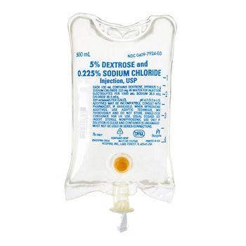 Caloric Agent Dextrose / Sodium Chloride, Preservative Free 5% - 0.225% Intravenous IV Solution Flexible Bag 500 mL , 24/Case , Hospira 792403