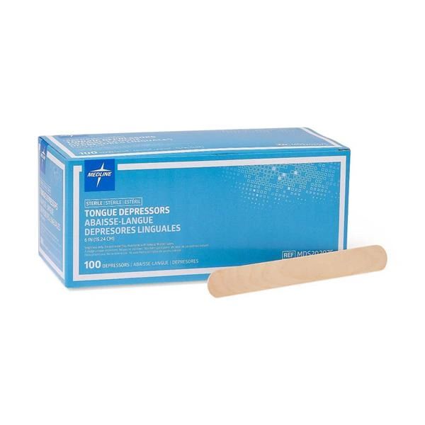 Tongue Depressor Wood Sterile 6 in 100/Box, 10 BX/CA , Medline MDS202075