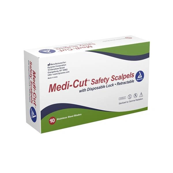 Scalpel Medicut #1 Safety Sterile Disposable 10/Box, Dynarex 4160