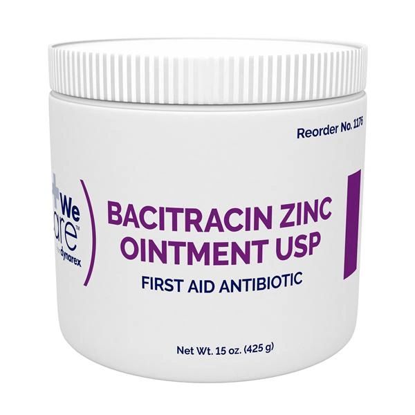 Bacitracin Zinc Topical Ointment Bacitracin Zinc 500u/gm 1lb/Jar , 12/Case , Dynarex 1176