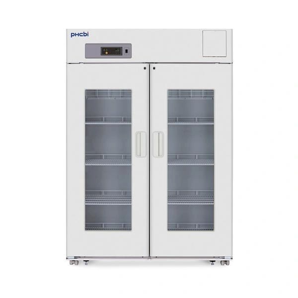 Refrigerator Pharmacy 48 Cu Ft Keyed Door Lock 2 Glass Swing Doors 2 to 23C Fully Automatic Cycle Defrost , PHC Corp MPR-1412-PA