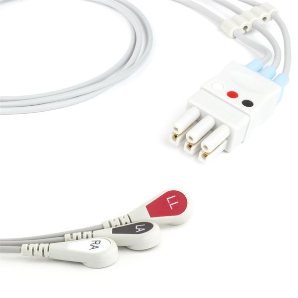 ECG/EKG Leadwire Set, 300 Series 3-Lead Snap w/ Clips, 30", AHA , VYAIRE 545327-HEL