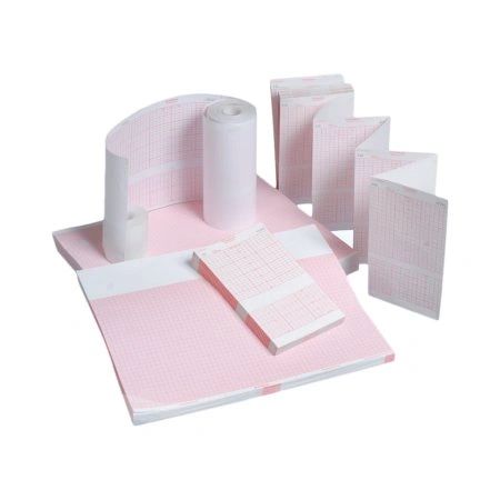 ECG/EKG Recording Paper GE Thermal Paper 8-1/2 X 11 Inch Z-Fold Red Grid , 300/Pack , 8 Pack/Case , Vyaire 2009828-024