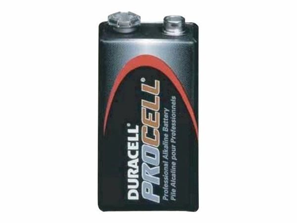 Battery Procell 9 Volt Alkaline 12/Box, 6 BX/CA , Duracell PC1604BKDCS