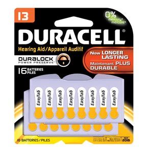 Battery, Zinc Air, Size 13, 16pk, 6 pk/bx, 6 bx/cs (UPC# 66122), Duracell DA13B16