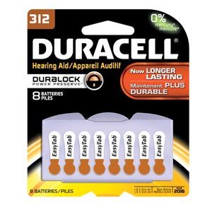 Battery, Zinc Air, Size 312, 8pk, 6 pk/bx (UPC# 66124) , Duracell DA312B8W