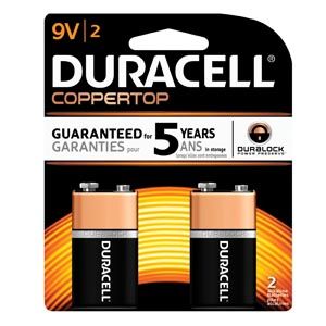 Battery, Alkaline, Size 9V, 2pk, 12pk/bx, 4 bx/cs (UPC# 03961) , Duracell MN1604B2Z