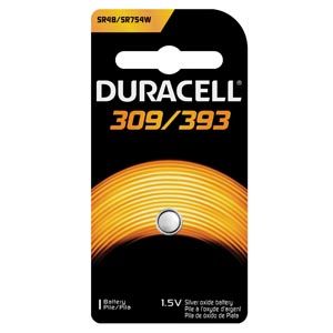 Battery, Silver Oxide, Size 309/393, 1.5V, 6/bx, 30 bx/cs (UPC# 66130) , Duracell D309/393