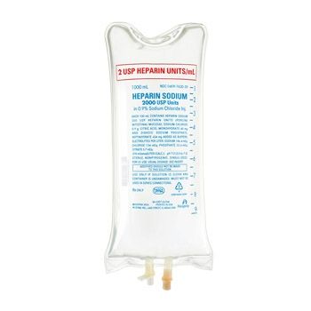 Anticoagulant Heparin Sodium, Porcine / 0.9% Sodium Chloride, Preservative Free 2 U / mL Intravenous Solution Flexible Bag 1000 mL , 12/Case , Hospira 762059 , 00409-7620-59
