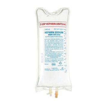 Anticoagulant Heparin Sodium, Porcine / 0.9% Sodium Chloride, Preservative Free 2 U / mL Intravenous Solution Flexible Bag 1000 mL , 12/Case , Hospira 762059 , 00409-7620-59