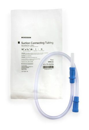 Suction Connector Tubing 1-1/2 Foot Length 0.188 Inch ID Sterile Female / Male Connector Clear Ribbed OT Surface PVC , 50/Case , MC 16-66304