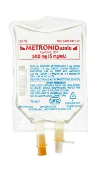 Antiprotozoal Metronidazole / Sodium Chloride 5 mg / mL Intravenous Injection Flexible Bag 100 mL , 80/Case , Hospira 781137 , 00409-7811-37