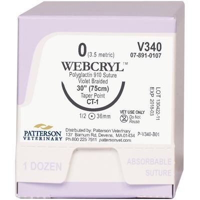 Patterson Veterinary WebCryl™ Sutures V340, 30" (CT-1) , Patterson 21275133