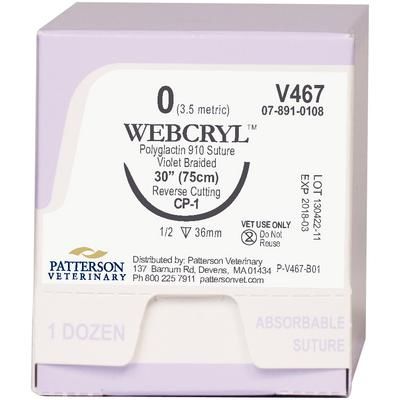 Patterson Veterinary WebCryl Sutures V207, 54" (No Needle) , Patterson 21282879