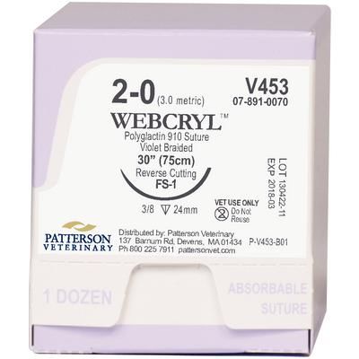 Patterson Veterinary WebCryl Sutures V453, 30" (FS-1) , Size 3.0 , 12/Pack , Patterson 21275142