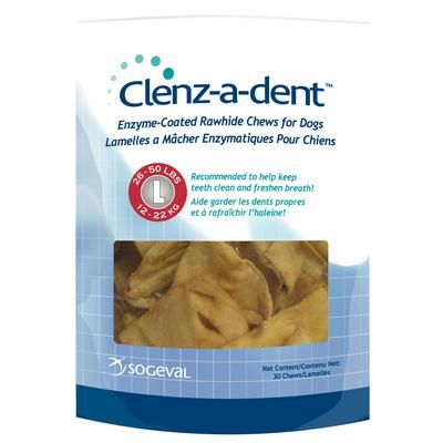 Clenz-A-Dent Rawhide Chews Large, 30/Pkg , CEVA CLE06330