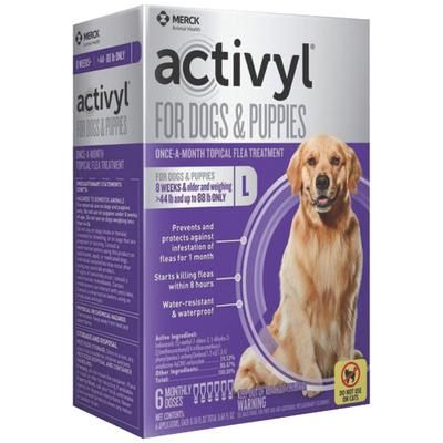 Activyl for Dogs ,6 Doses x 6 Boxes ,(44-88 lb) Purple, Merck 116338