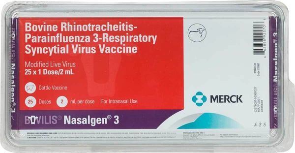 Bovilis Nasalgen 3 Cattle Vaccine, Modified Live Virus, 25 x 2mL (Single Dose) , Merck 178997