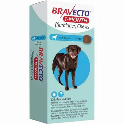 Bravecto 1-Month Chews For Dogs 44 - 88 lb, 10 x 1/Pkg , Merck 342516