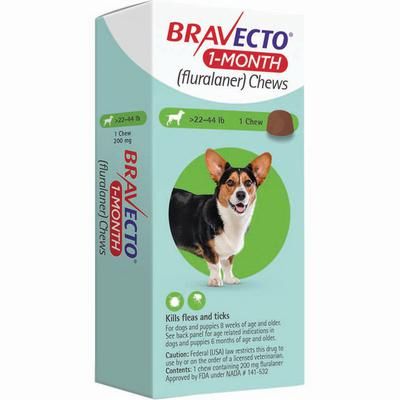 Bravecto 1-Month Chews For Dogs 22 - 44 lb, 10 x 1/Pkg , Merck 390622