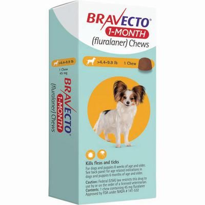 Bravecto 1-Month Chews For Dogs 4.4 - 9.9 lb, 10 x 1/Pkg , Merck 385742