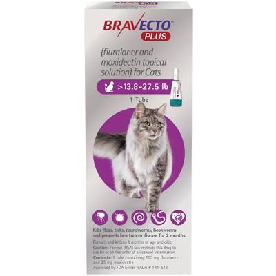 Bravecto Plus Topical Solution for Cats 13.8-27.5 lb, Purple 10 Doses ,Merck 178956