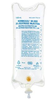 Normosol™-M Electrolyte Solution Dextrose / Sodium Chloride / Potassium Acetate / Magnesium Acetate, Anhydrous 5% Intravenous IV Solution Flexible Bag 1000 mL, 12/Case , Hospira 796509 , 00409-7965-09