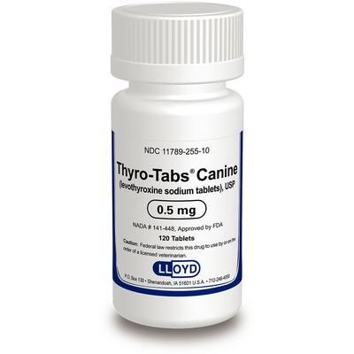 Thyro-Tabs Canine Levothyroxine Sodium Tablets 0.5 mg , 120/Bottle , LLOYD 2551