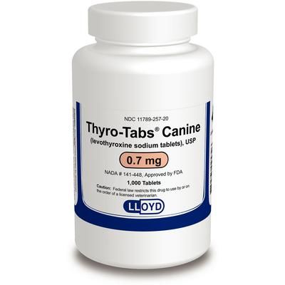 Thyro-Tabs Canine Levothyroxine Sodium Tablets 0.7 mg ,1000/Bottle , LLOYD 2572