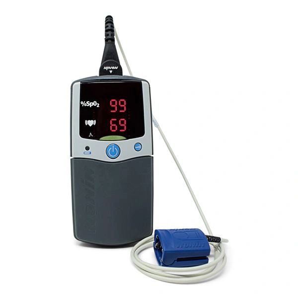 Pulse Oximeter Handheld PalmSAT 2500 1.3x2.8x5.4" Gray 4 AA Battery With Adult Clip Sensor (8000AA) , Nonin 4852-000