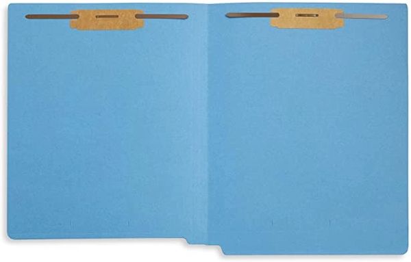 Blue End Tab Fastener File Folders Reinforced Straight Cut Tab Durable 2 Prongs Letter Size, Blue, 50 Pack , Office Blue Folder