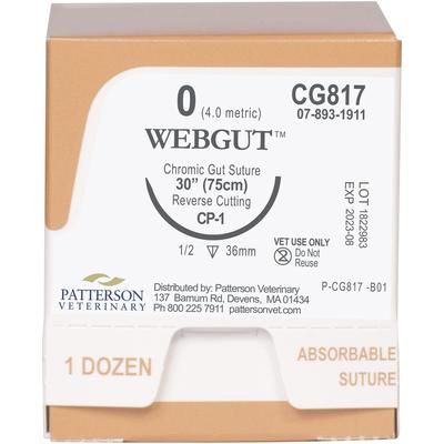 WebGut Sutures CG817, 30" (CP-1) , Size 0 , 12/Box , PATTERSON 21282809