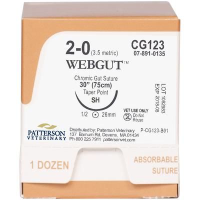 WebGut™ Sutures CG123, 30" (SH) , Size 2 , 12/Box , PATTERSON 21275201