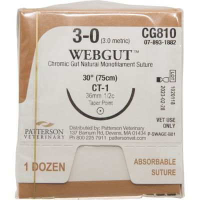 WebGut™ Sutures CG810, 30" (CT-1) , Size 3 , 12/Box , PATTERSON 21282807