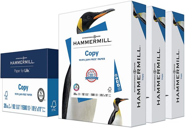 Hammermill Printer Paper, 20 lb Copy Paper, 8.5 x 11 3 Ream (1,500 Sheets) - 92 Bright , Hammermill-1