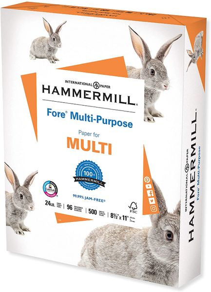 Hammermill Printer Paper, Fore Multipurpose 24 lb Copy Paper, 8.5 x 11 - 1 Ream (500 Sheets) - 96 Bright, Office 103283