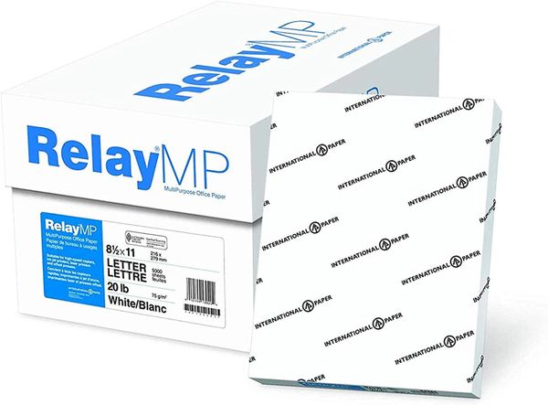 Relay MP, Multipurpose Copy Paper, 20lb, 8.5 x 11, 92 Bright 10 Ream Carton / 5,000 Sheets , Office 013020C