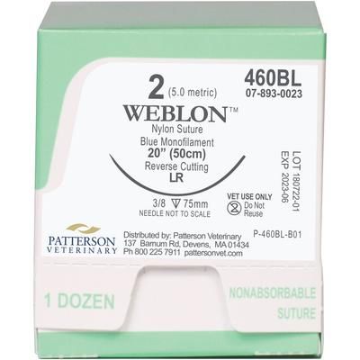 WebLon Sutures 460BL, 20" (LR) , Size 2 , 12/Box , PATTERSON 21279060