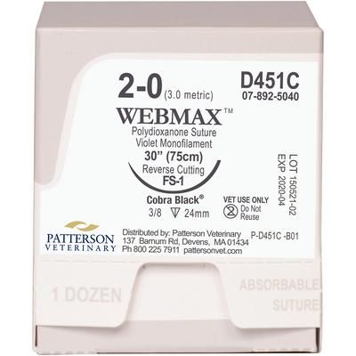 WebMax™ Cobra Black™ Sutures 2/0, 12/Box , D451C, (FS-1) , PATTERSON 21275279