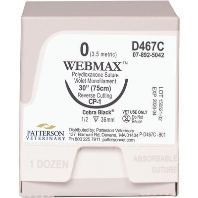 WebMax™ Cobra Black™ Sutures 0, 12/Box , D467C, (CP-1) , PATTERSON 21275258