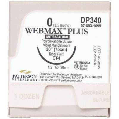 Webmax Plus Sutures DP340, 30" (CT-1) , Size 0 , 12/Box , PATTERSON 21282427