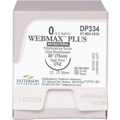 Webmax Plus Sutures DP334, 30" (CT-2) , Size 0 , 12/Box , PATTERSON 21282817