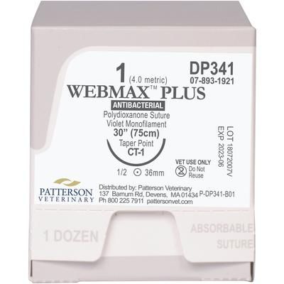 Webmax Plus Sutures DP341, 30" (CT-1) , Size 1 , 12/Box , PATTERSON 21282819