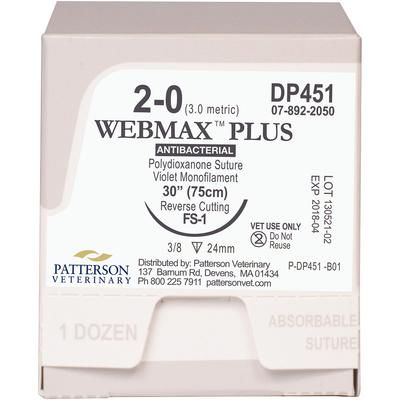 Webmax™ Plus Sutures DP451, 30" (FS-1), Size 2 , 12/Box , PATTERSON 21276159