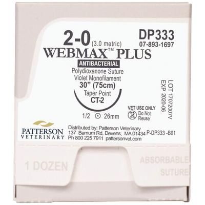 Webmax Plus Sutures DP333, 30" (CT-2) , Size 2 , 12/Box , PATTERSON 21282425