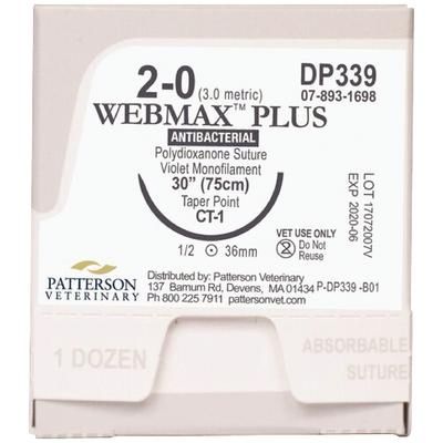 Webmax™ Plus Sutures DP339, 30" (CT-1) , Size 2 , 12/Box , PATTERSON 21282426