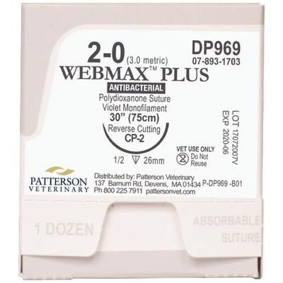 Webmax Plus Sutures DP969, 30" (CP-2) , Size 2 , 12/Box , PATTERSON 21282431