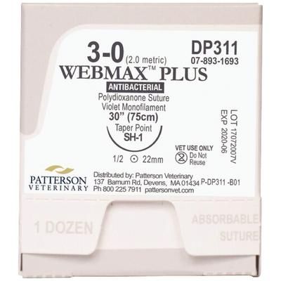 Webmax Plus Sutures DP311, 30" (SH-1) , Size 3 , 12/Box , Patterson 21282421