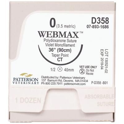 WebMax™ Sutures D358, 36" (CT) , Size 0 , 12/Box , PATTERSON 21282417