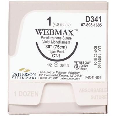 WebMax™ Sutures D4341, 30" (CT-1) , size 1 , 12/Box , PATTERSON 21282416